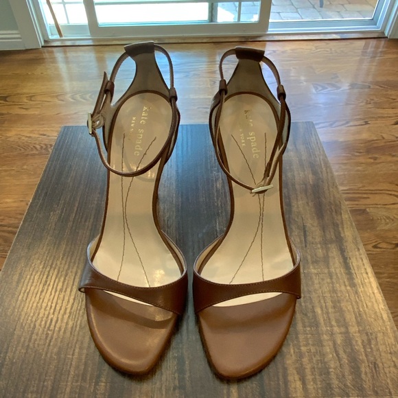Kate Spade Brown Leather Ankle-Strap Sandals - Picture 1 of 6